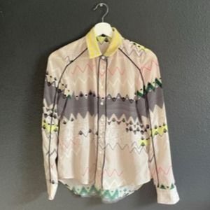 TIMO Weiland Women's Multicolor Printed Button-Up Long Sleeve Shirt Size 2